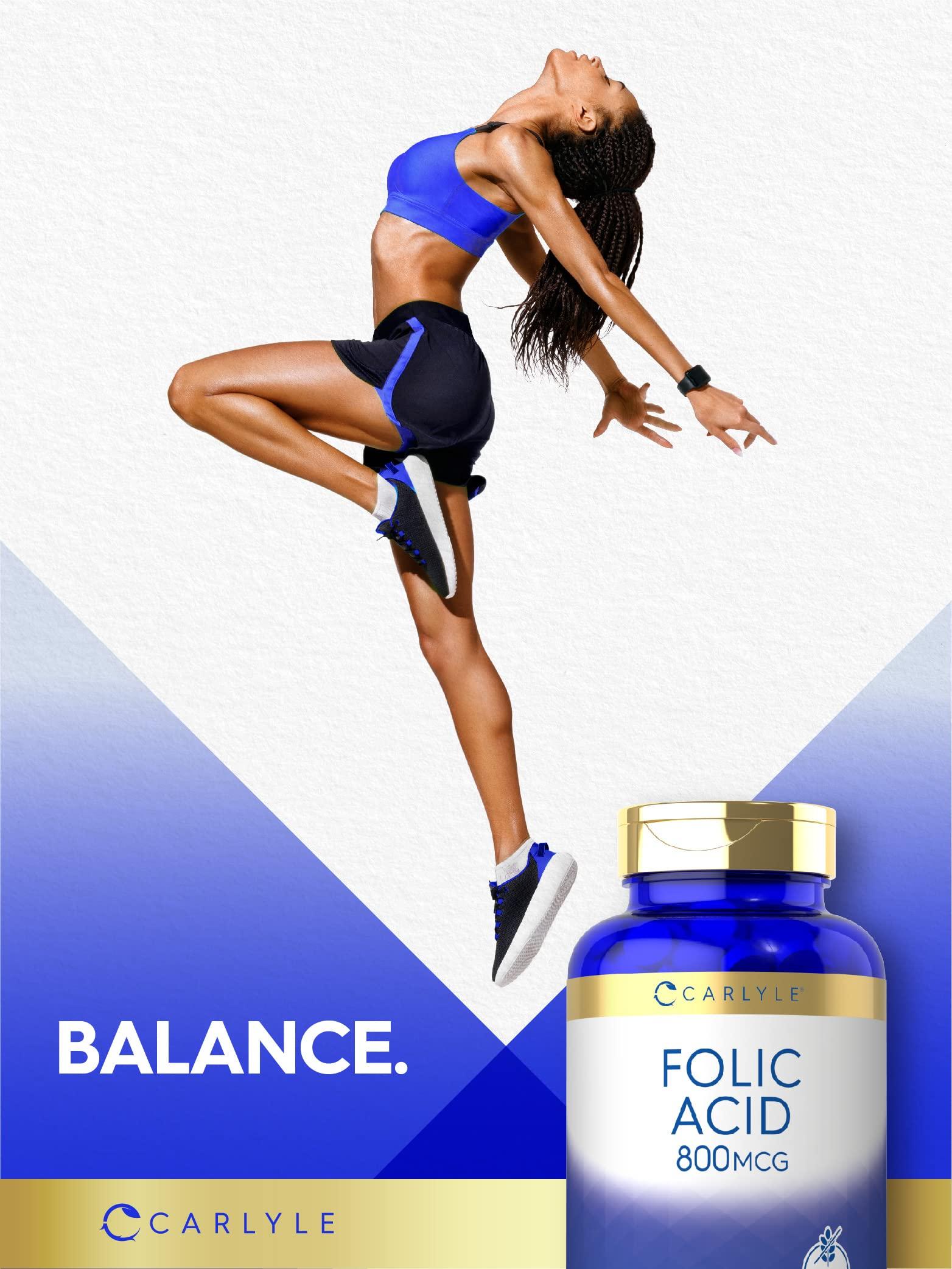 Carlyle Carlyle Folic Acid 800 Mcg Tablets | 400 Count | Vegetarian, Non-GMO, Gluten Free