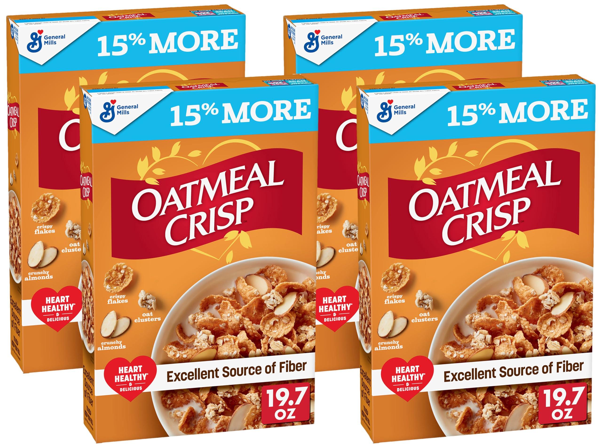General Mills Oatmeal Crisp Breakfast Cereal with Almonds & Oat Clusters, Whole Grain, 19.7 oz (Pack of 4)