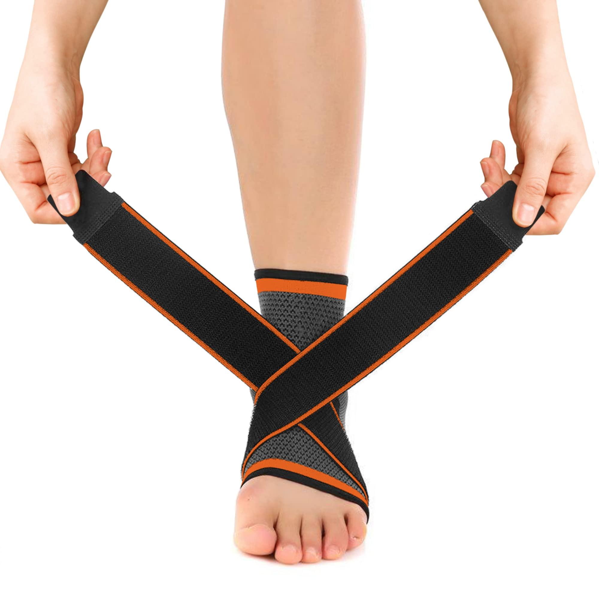 DCF DCF Ankle Brace Compression Support Sleeve Ankle Compression Socks for Plantar Fasciitis, Achilles Tendonitis Pain Relief, Foot & Ankle Swelling, Joint Pain, Heel Spurs (1 Pair) (Medium, Orange)