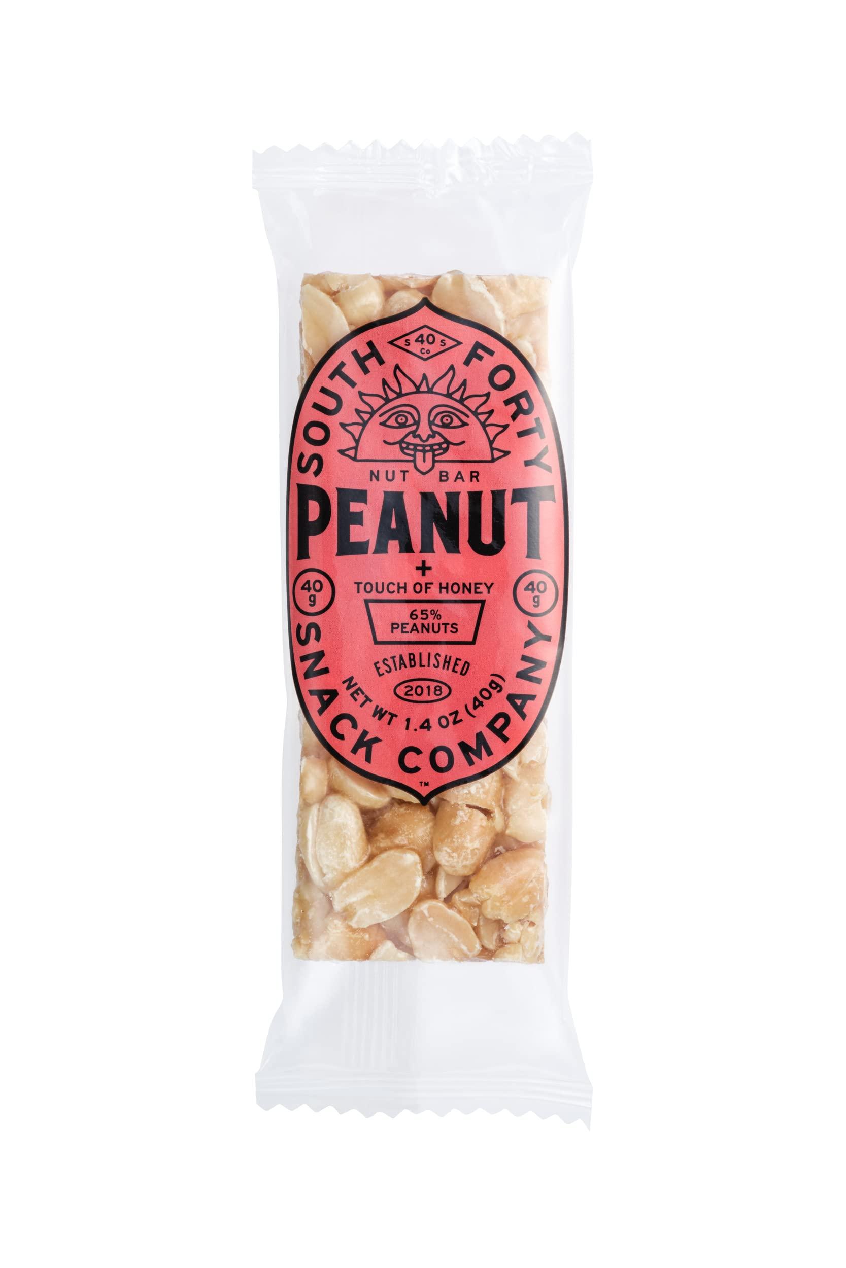 SOUTH FORTY SNACKS South 40 Snacks Peanut Bar, Extra Crunchy Nut Snack Bar, Simple Ingredients, Honey and Sugar, Delicious Healthy Protein Nut Clusters, Individually Wrapped, 7 Grams of Protein (40g Bar, Pack of 12)
