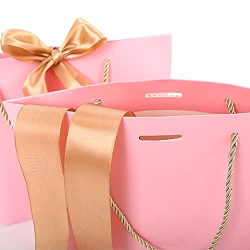 SEIWEI SEIWEI 8PCS Paper Gift Bags with Handle, Party Favor Bag Bulk with Bow Ribbon, Party Bags Bulk for Birthday, Wedding, Party Favour, Present Wrap-Pink