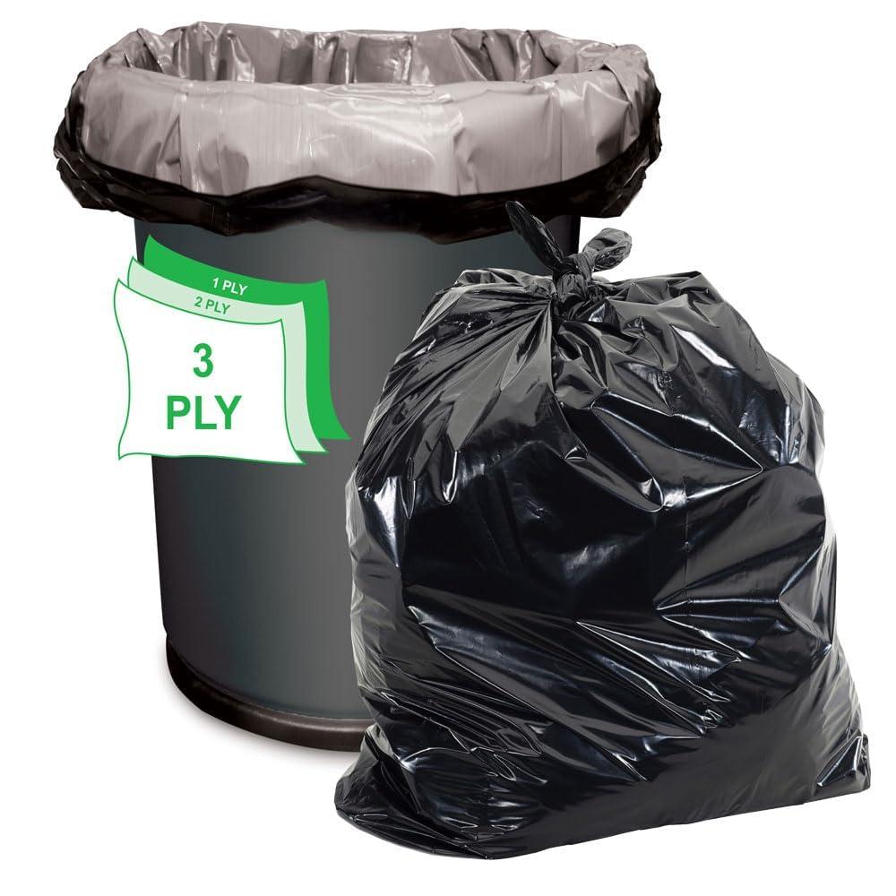 Aluf Plastics Aluf Plastics CXP Series 12-16 Gallon Trash Can Liners (1000 Count) - 24\" x 33\" - Thick 1.25 MIL (eq) Black Trash Bags for Contractors, Outdoor, Industrial, Commercial, Recycling and More