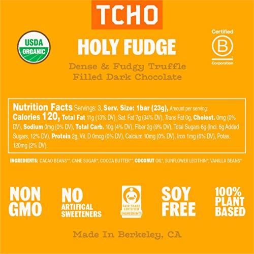TCHO TCHO Holy Fudge Dark Chocolate Bars (3 pack) | Single Origin, Plant Based, Organic & Fair Trade, | Non GMO, Non-Dairy, Vegan, Soy Free (2.5oz each)