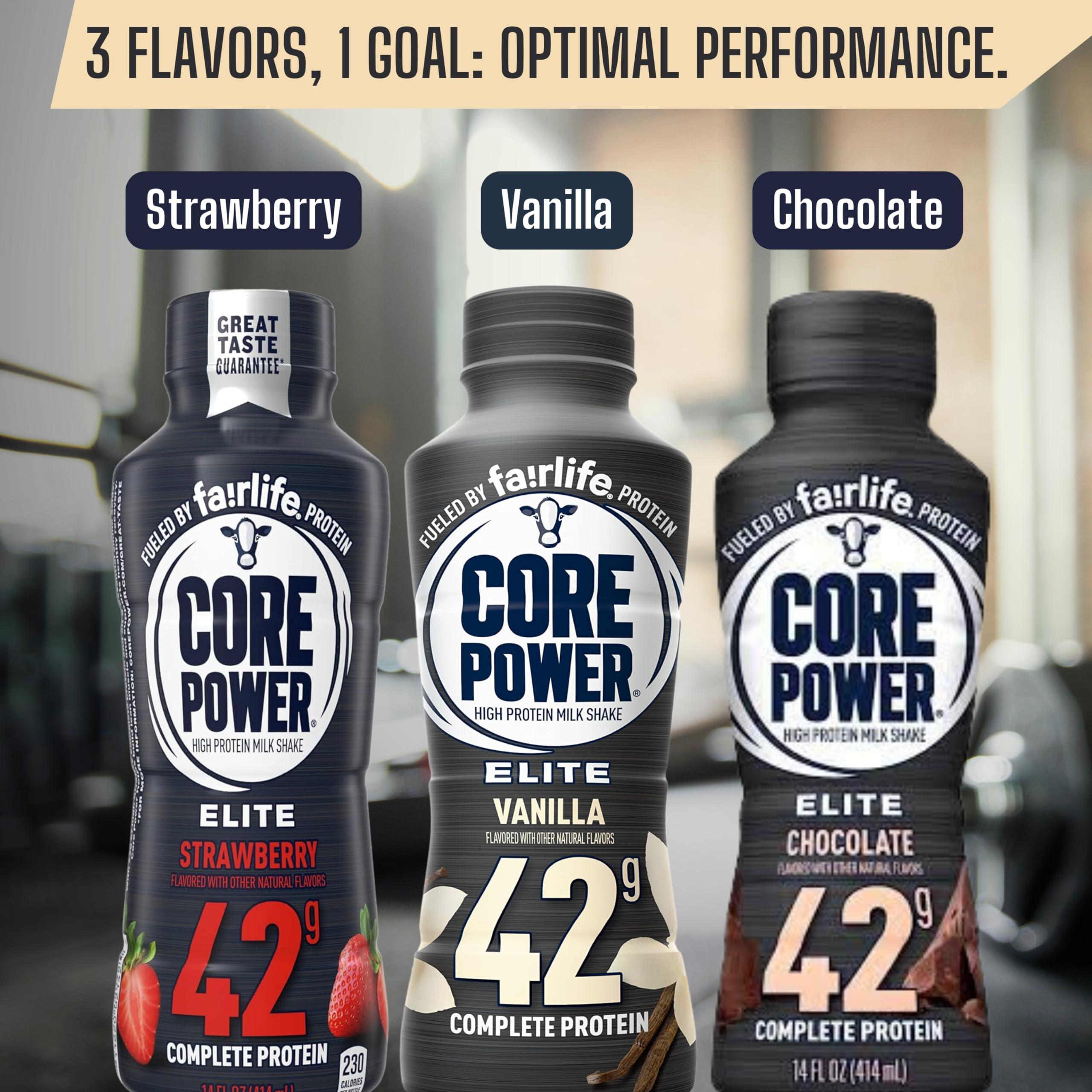 Worldwide Nutrition Worldwide Nutrition Bundle Compatible with Fairlife Core Power Elite 42g High Protein Milkshake - Chocolate, Strawberry, Vanilla Protein Shake Ready to Drink - 14 Fl Oz (Pack of 12) & Keychain
