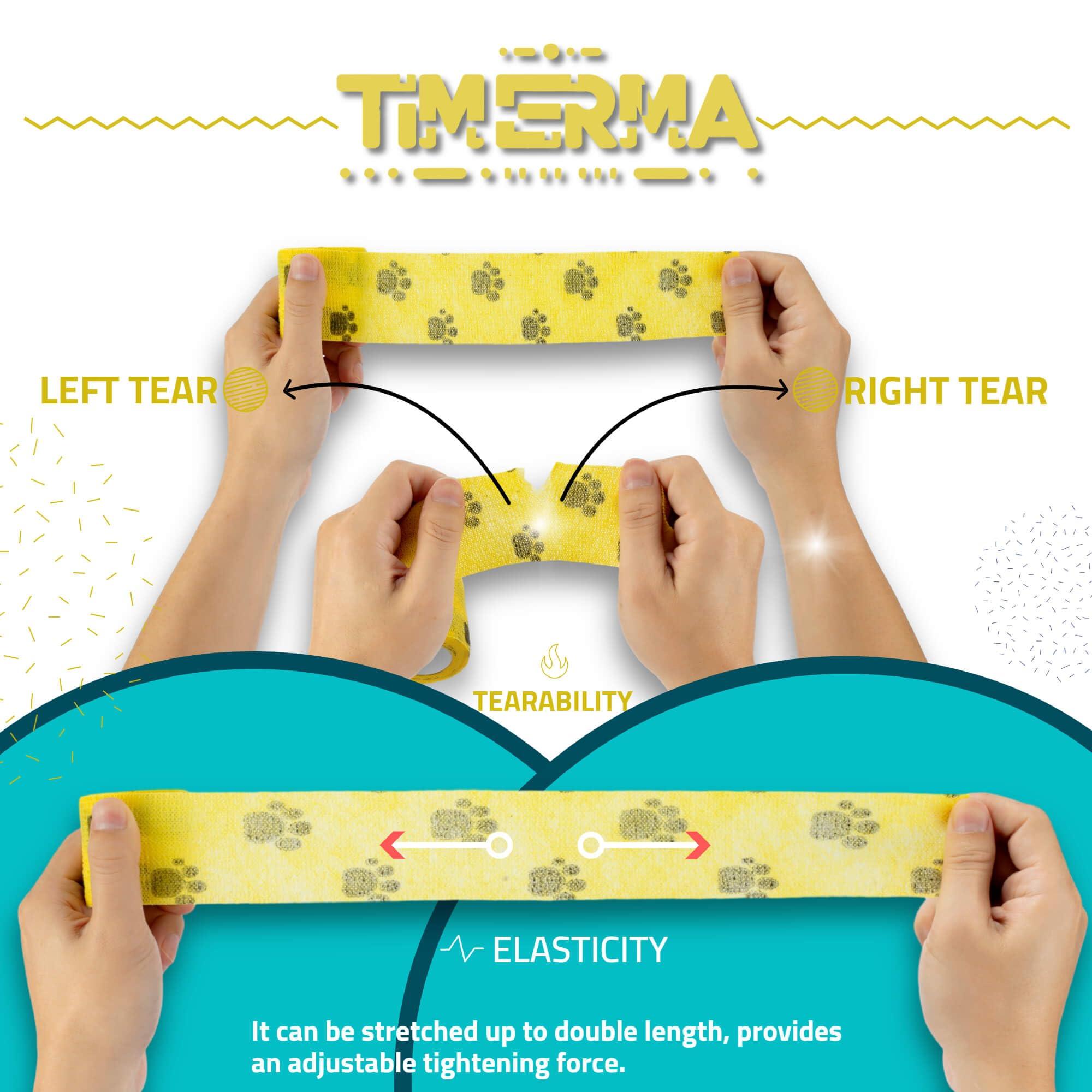 timerma timerma 20 Rolls Self Adhesive Bandage Wrap Elastic&Breathable Ideal for Wound Care, Sports & Joint Sprains Adhesive Vet Wrap Versatile Support for Dogs Cats Horses Birds, Pet First Aid (Pawprints)