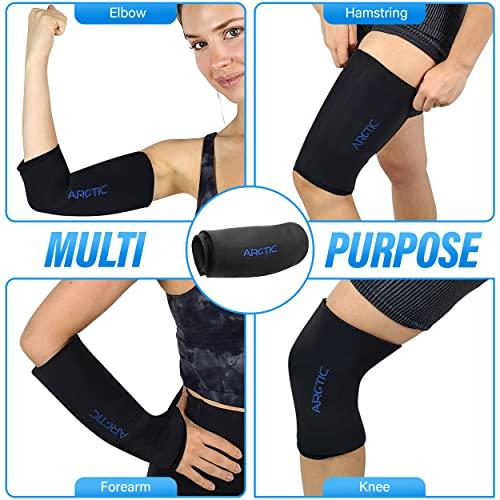 Arctic Neck Relief Two Pack - Cold Therapy Compression Ice Sleeve, Knee Ice Pack Wrap for Injuries, Elbow, Quad & Hamstring Relief, Flexible & Reusable Cold Wrap Recovery for Meniscus, ACL, MCL, Ice & Heat Therapy