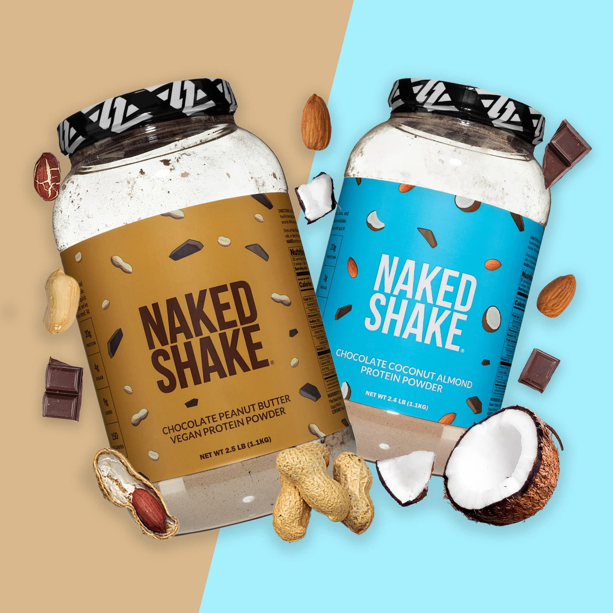 NAKED Naked Shake - Chocolate Coconut Almond Protein Powder - Flavored Plant Based Protein from US & Canadian Farms with MCT Oil, Gluten-Free, Soy-Free, No GMOs or Artificial Sweeteners - 30 Servings