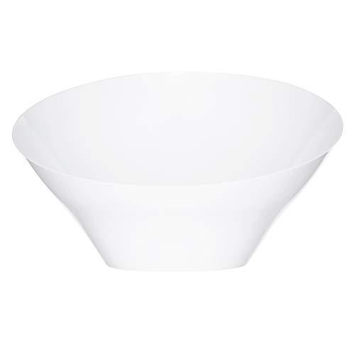 PLASTICPRO PLASTICPRO Disposable Angled Plastic Bowls Round Large Serving Bowl, Elegant for Party's, Snack, or Salad Bowl, White, Pack of 4