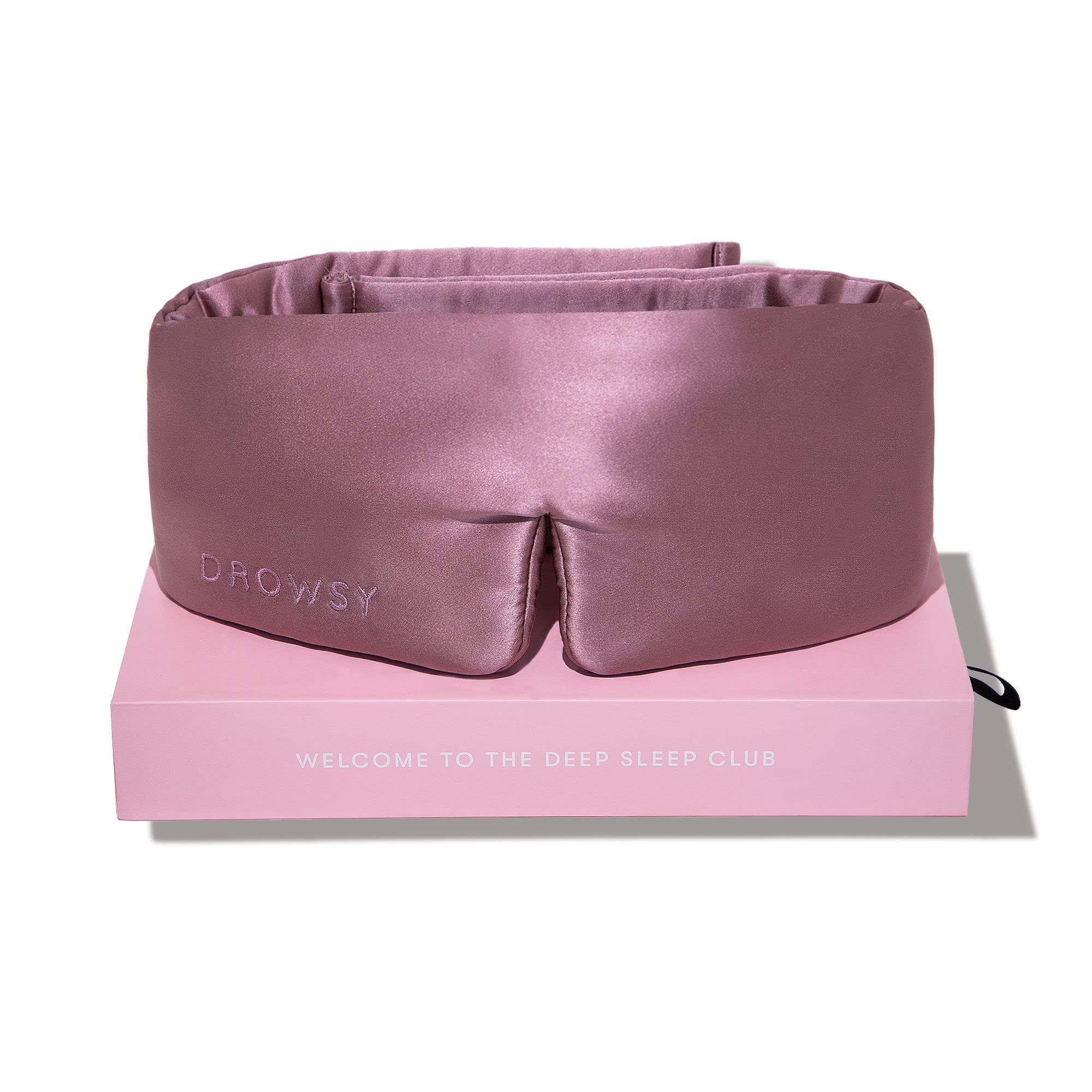 Drowsy DROWSY Silk Sleep Mask. Face-Hugging, Padded Silk Cocoon for Luxury Sleep in Total Darkness. (Damask Rose)