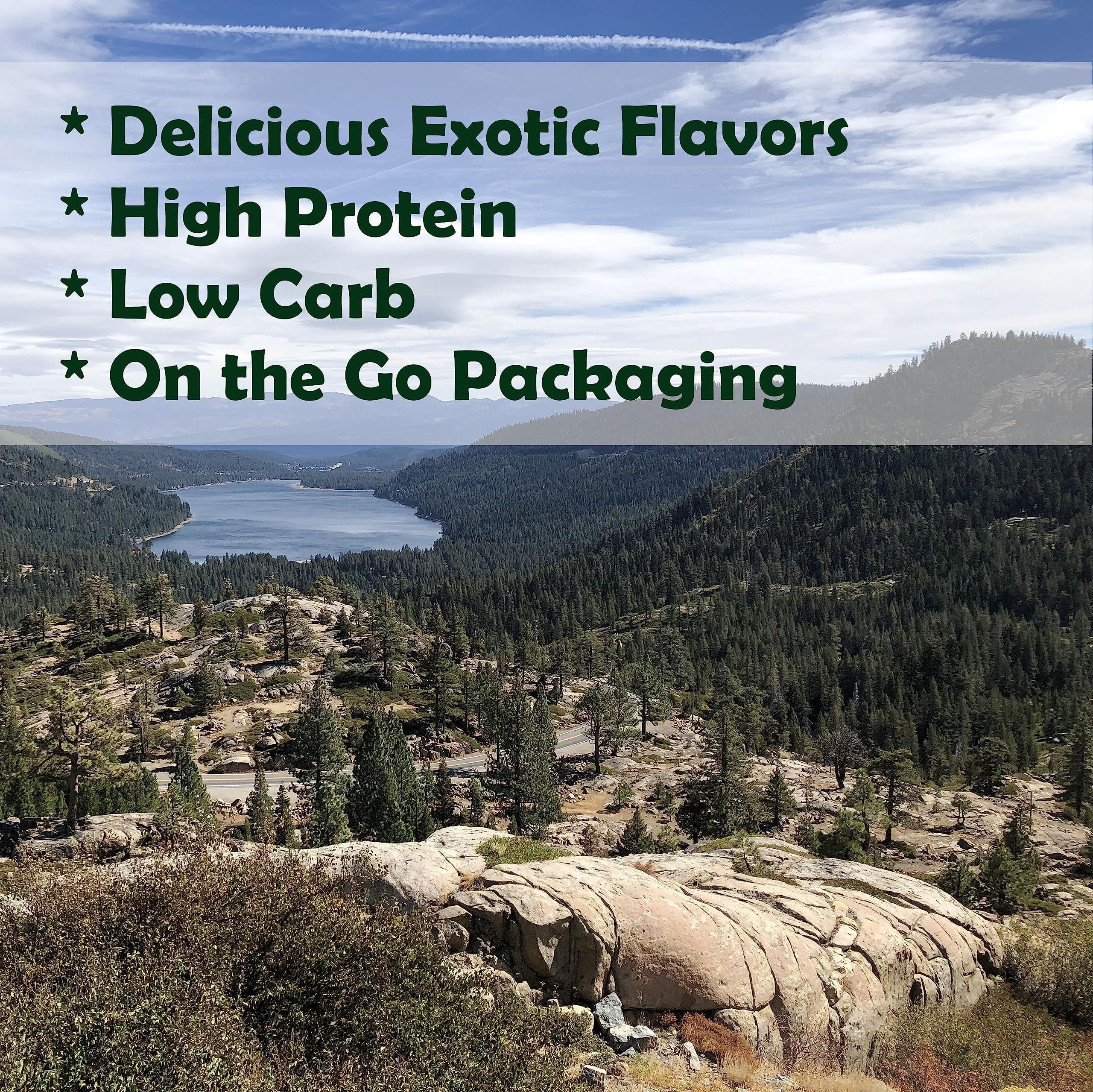 Jerky-n-Spice Buffalo Bob\'s Wild Game Exotic Snacks (6 Pack), Beef Jerky Sampler Gift Pack for Men, Jerky Variety Gift Set, Jerky Snack Box, Meat Gifts for Men, Bison Jerky for Humans, Jerky Packs, Keto Gifts