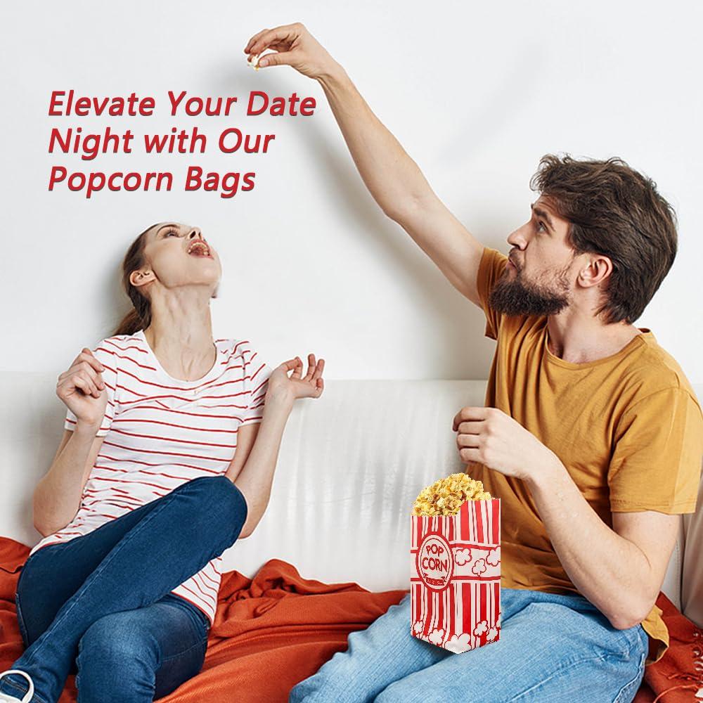 ZAYNUM 300 Pieces 1 OZ Popcorn Bags Classic Red & White Stripes Paper Popcorn Bags for Individual Servings Bulk Popcorn Bag for Carnival Themed Party, Movie Night, Birthday, Decorations (300)