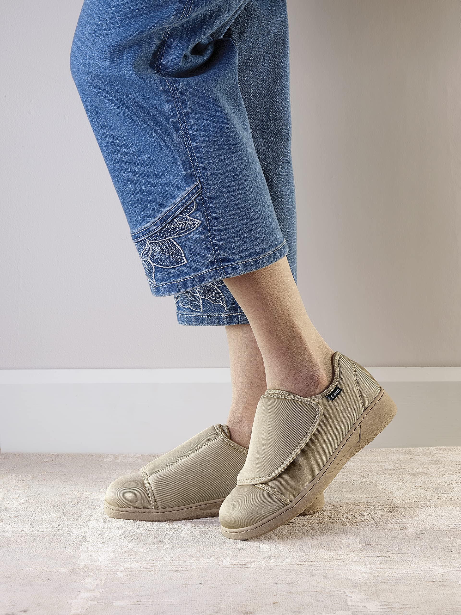 Silvert's Adaptive Clothing & Footwear Silvert\'s Adaptive Clothing & Footwear Womens Ultra Comfort Flex Neoprene Extra Wide Shoes for Seniors - Black 11