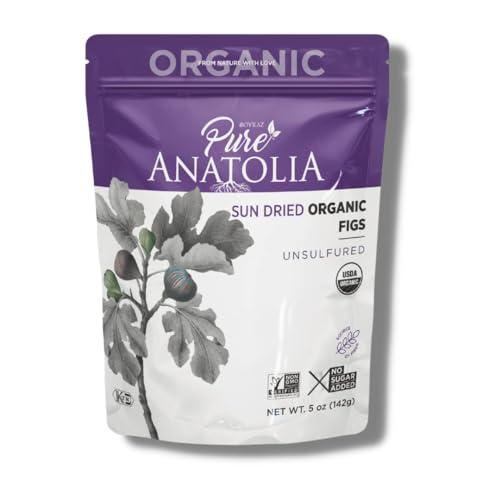 Boyraz Pure Anatolia 100% Organic Turkish Sun Dried Figs by Pure Anatolia - Non GMO, No Sugar Added, Sulfur Free, Kosher - Healthy Whole Fruit Fiber Snacks - 5 oz Resealable Packs