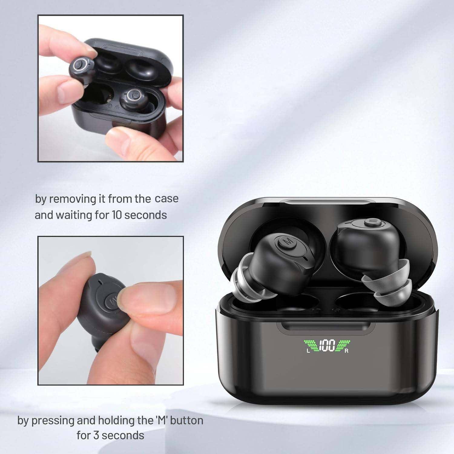 MEDca Rechargeable Hearing Aids with Bluetooth for Seniors and Adults - Digital Personal Sound Hearing Amplifiers Pair w/Charging HD LCD Carrying Case, Active Noise Cancelling, No-Programming, Easy to Use