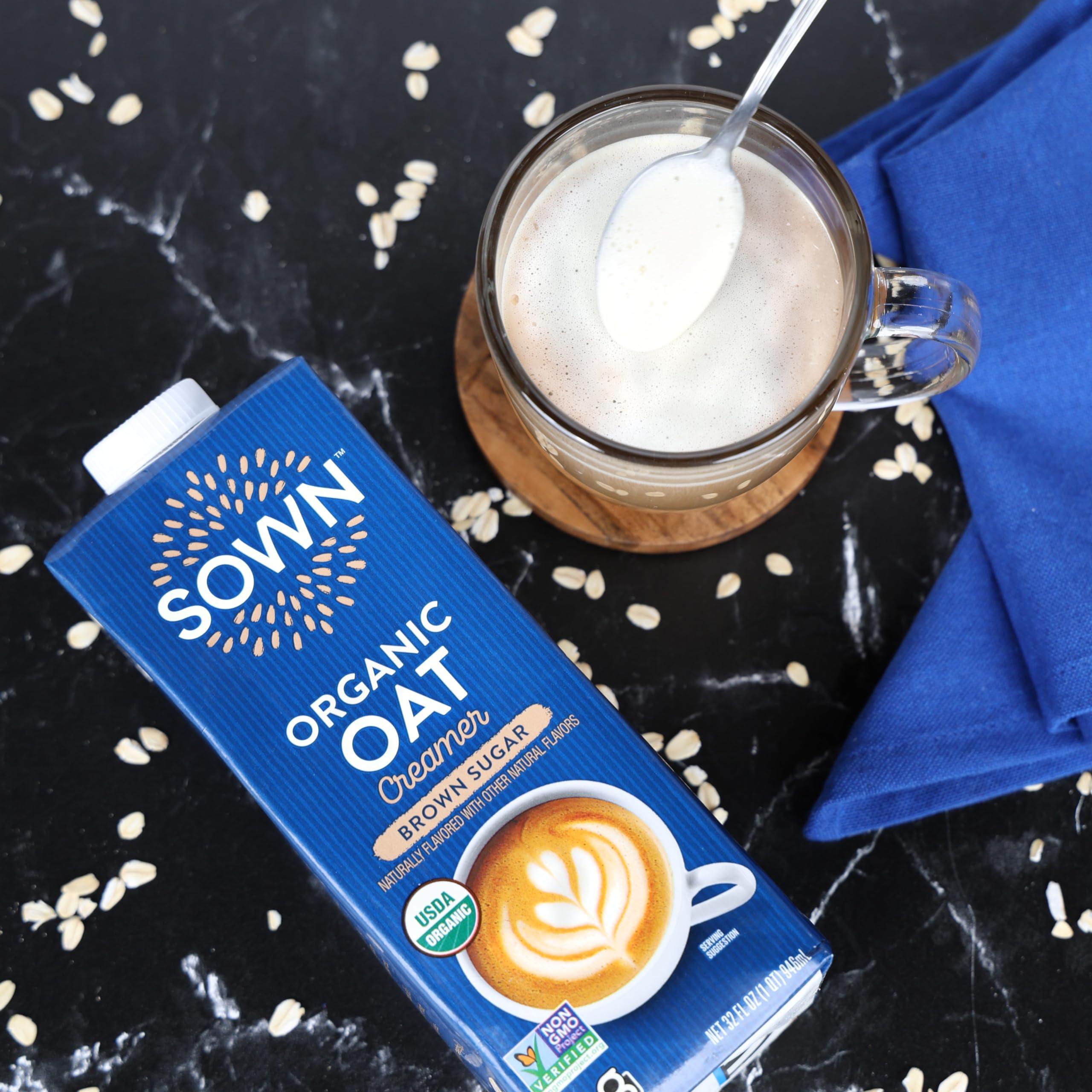 SOWN SOWN Organic Oat Creamer Brown Sugar - Barista Oat Milk Non Dairy Coffee Creamer - Plant Based, Dairy-Free, Vegan, Gluten-Free, Non-GMO, Shelf Stable - 32oz (Pack of 6)