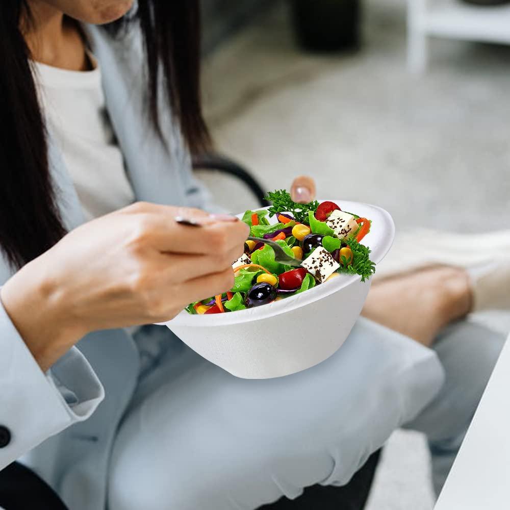 Oomcu Oomcu 100 Pack 8oz Paper Bowls Disposable Heavy Duty,Compostable Bowls Disposable Soup Bowls for Hot Food,Small Disposable Food Bowls for Ice Cream,Salad,Snacks,Dessert,Picnics Bowl (White)