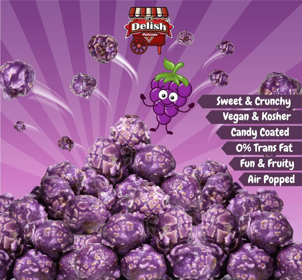 It's Delish Gourmet Purple Grape Flavored Popcorn by It's Delish, 5 lbs Bulk Bag | Air Popped Pop Corn Snack - Fruity Purple Themed Candy Confetti | Birthday Party, Events – Gluten Free, Vegan, Kosher