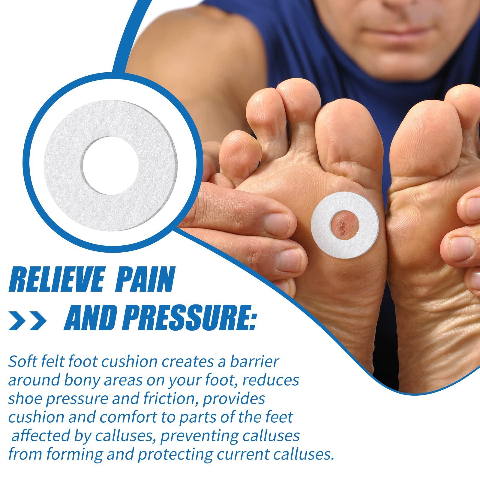 Nuanchu Nuanchu 150 Pcs Callus Cushions Callus Pads for Bottom of Foot Round Corn Cushions Pads for Feet Soft Adhesive Felt Corn Pads for Ball and Side of Foot, Pain Relief from Shoe