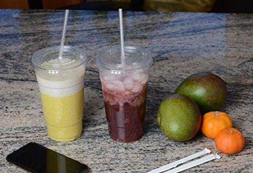 EcoQuality Clear Plastic Disposable Pet Cups | 20 oz Cups, 25 Pack | Crystal Clear PET Cup | Cold Smoothie | Iced Coffee Go Cups | Ideal for Coffee, Parfait, Juice, Soda, Cocktail, Party Cups (20oz, 25 count)