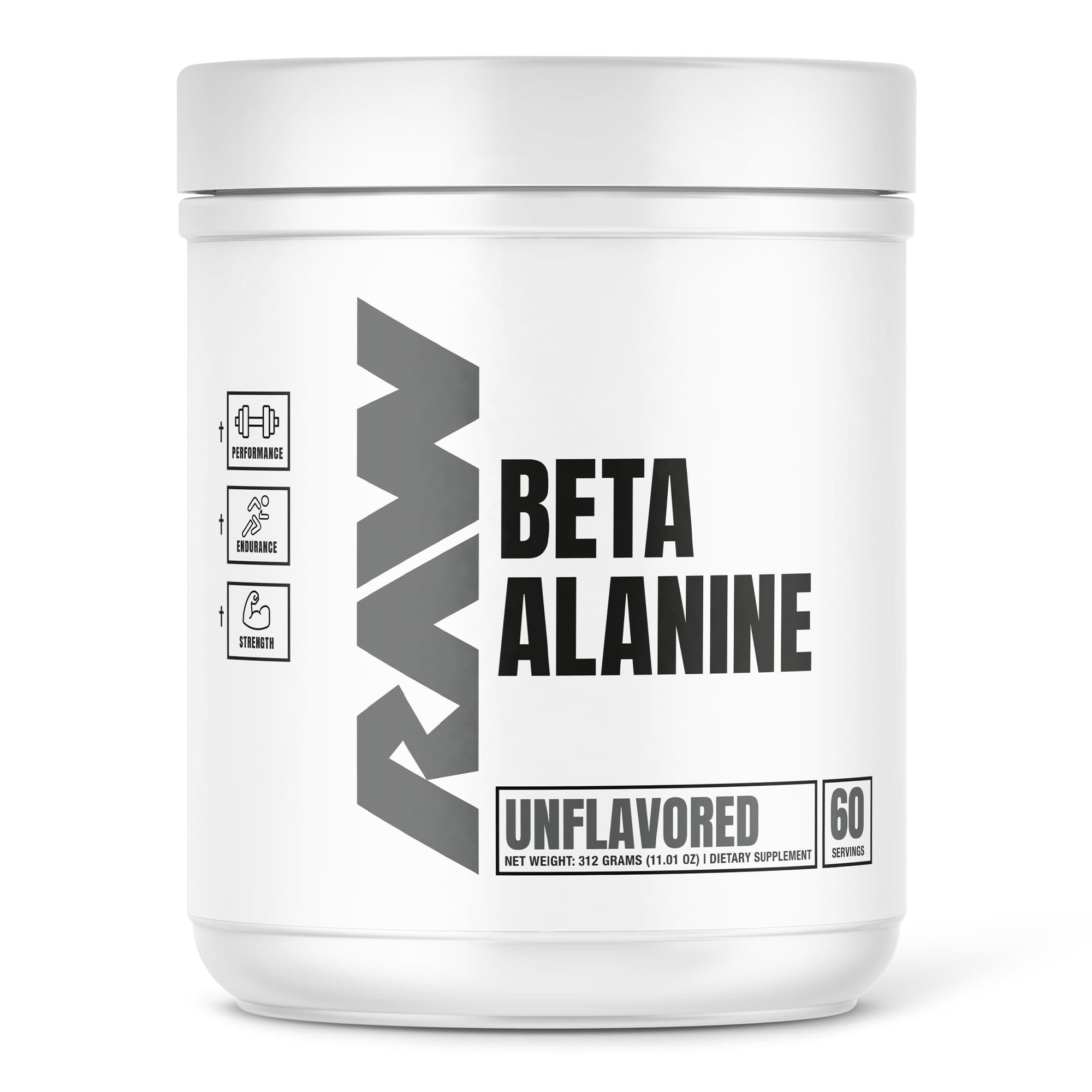 RAW RAW Beta Alanine Powder, Unflavored (60 Servings) - Pre-Workout Powder for Men & Women - Beta Alanine Supplement for Workout Endurance - Preworkout Beta Alanine Powder for Reduced Muscular Fatigue