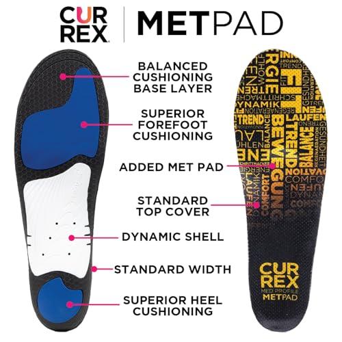 currex CURREX MetPad Insoles for Everyday Relief & Support Arch Support Shoe Inserts w/Metatarsal Pads to Help Reduce Foot & Heel Pain While Walking & at Work for Men & Women High Arch, Small
