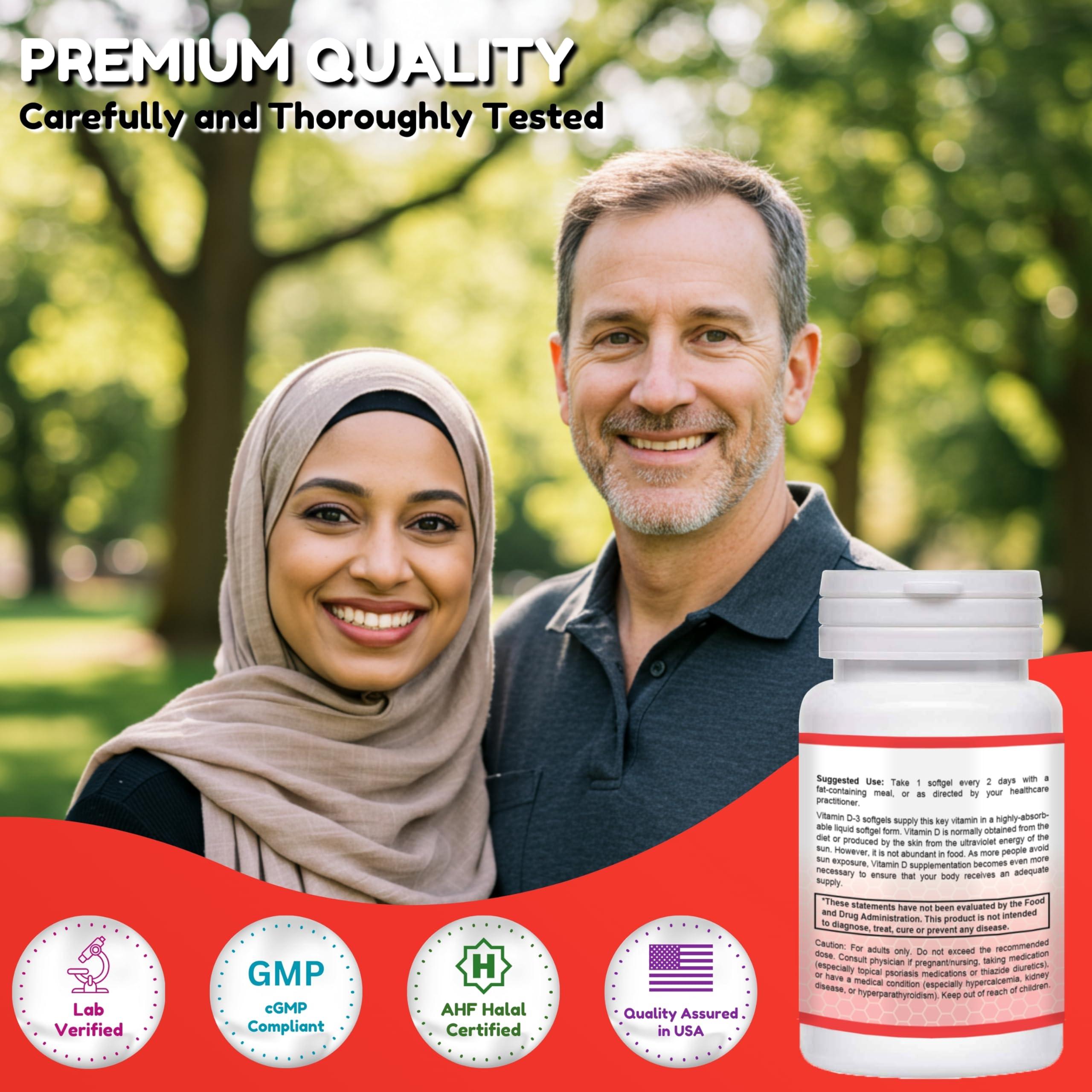 SHIFAA NUTRITION SHIFAA NUTRITION Halal Vitamin D, Halal Vitamin D3, 5000 IU Softgels, 120 Servings. Non-GMO, Gluten-Free, Supports: Structure, Bones, Teeth, Heart, Muscle & Immune Functions