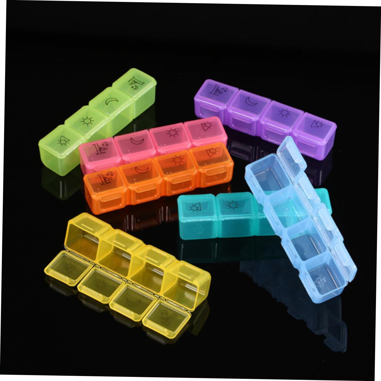 GOOHOCHY GOOHOCHY Portable Pill Box Organizer 28 Separate Compartments Dispensing Pill Organizer Daily Medicine Planner Box Plastic Medicine Dispenser