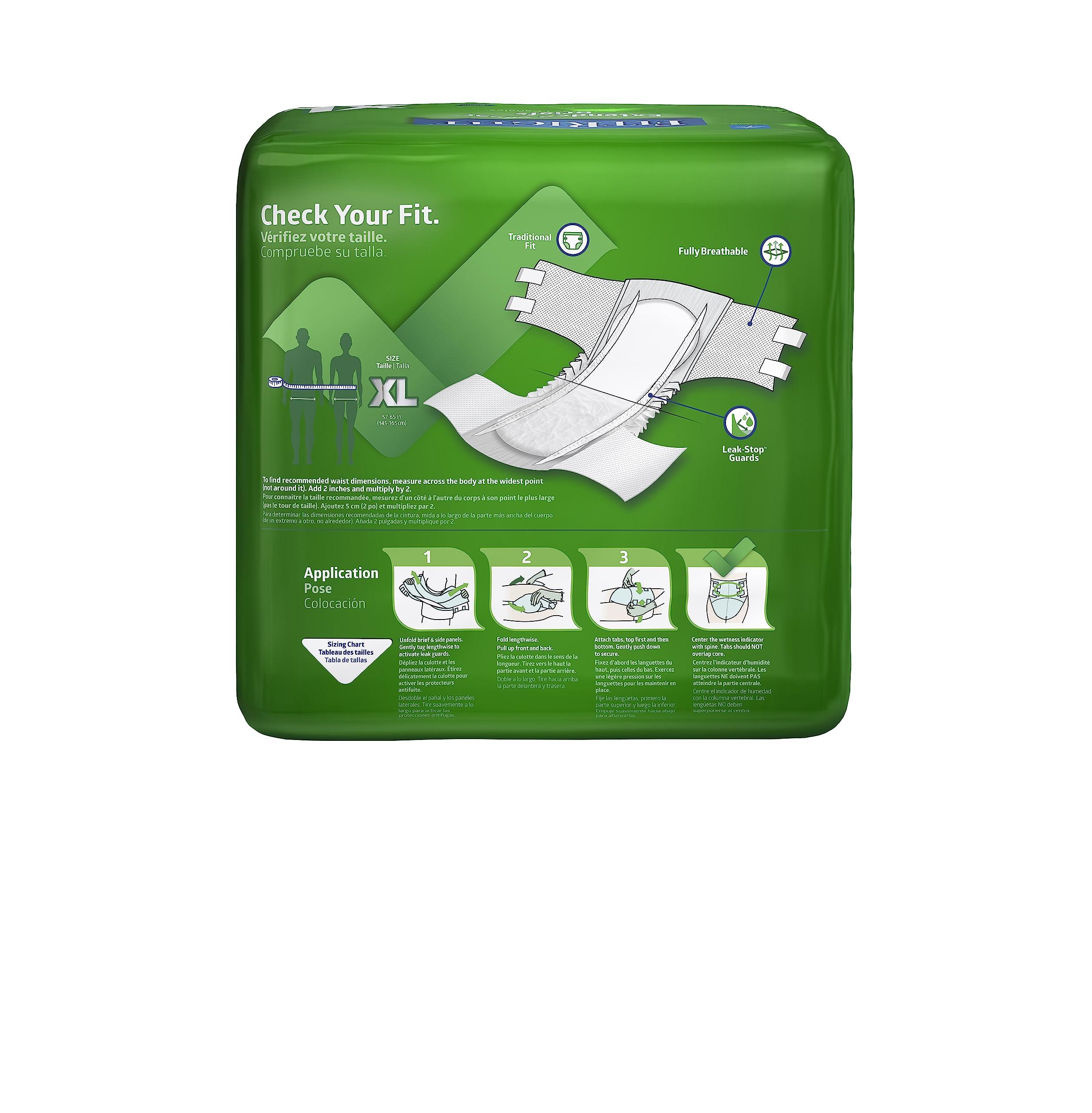 Medline Medline Extended Wear Overnight Adult Briefs with Tabs, Maximum Absorbency Adult Diapers, X-Large (60 Count)