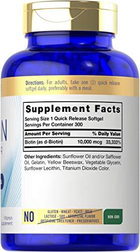 Carlyle Carlyle Biotin 10000mcg | 300 Softgels | Max Strength | Non-GMO, Gluten Free Supplement