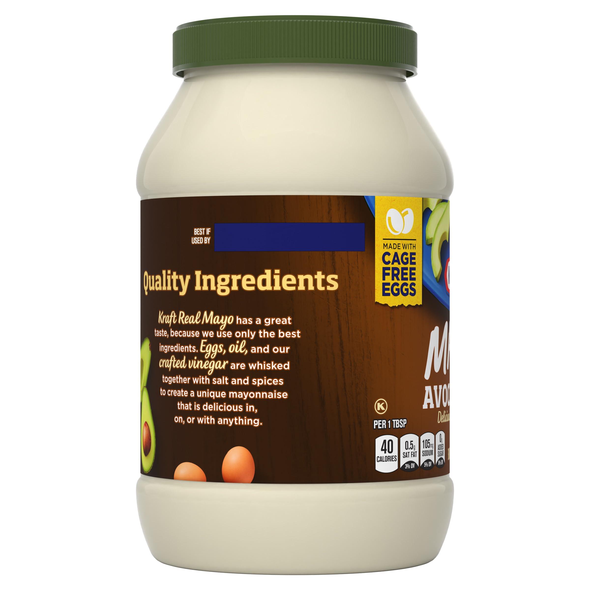 Kraft Kraft Mayo with Avocado Oil Reduced Fat Mayonnaise - Classic Creamy Condiment for Sandwiches and Salads, Made with Cage-Free Eggs, For a Keto and Low Carb Lifestyle, 30 fl oz Jar