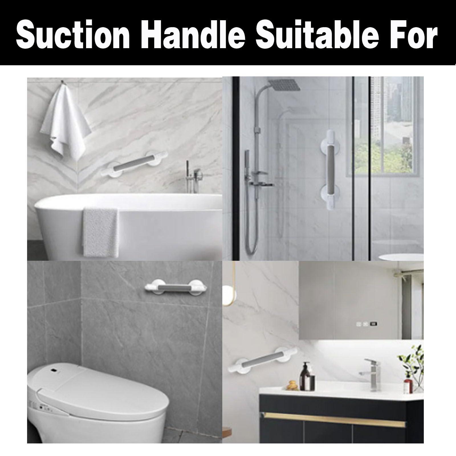 EXCLEN Shower Handles Suction Grab Bars for Shower 12 Inch, Grab Bars for Bathtubs and Showers, Shower Handles for Elderly Suction, Suction Shower Grab Bars for Seniors Elderly Handicap