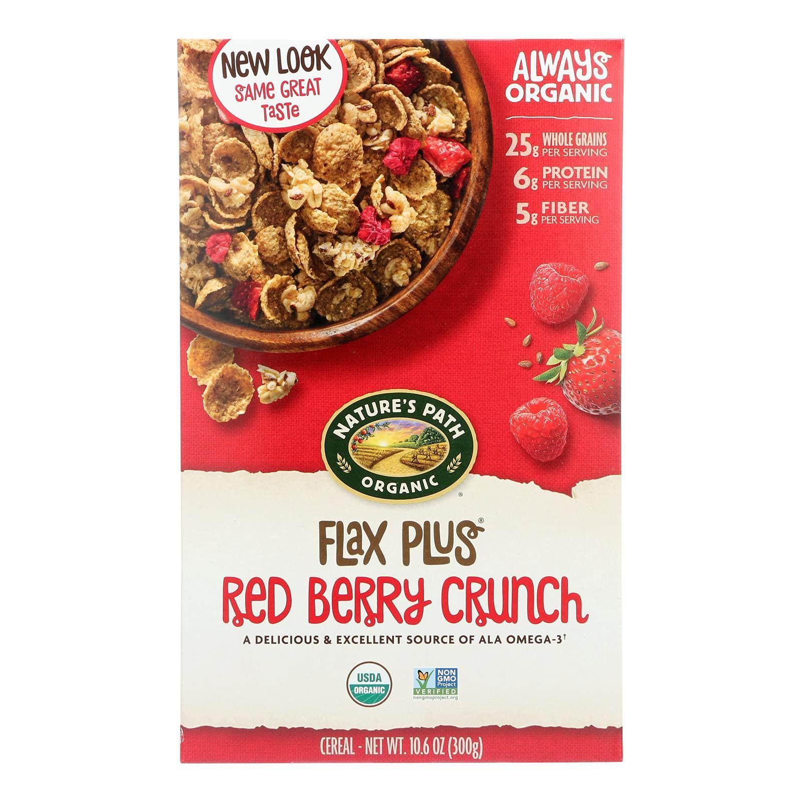 Nature's Path Nature's Path Organic Flax Plus Red Berry Crunch Cereal, 10.6 Ounce (Pack of 6), Non-GMO, 25g Whole Grains, with Omega-3 Rich Flax Seeds
