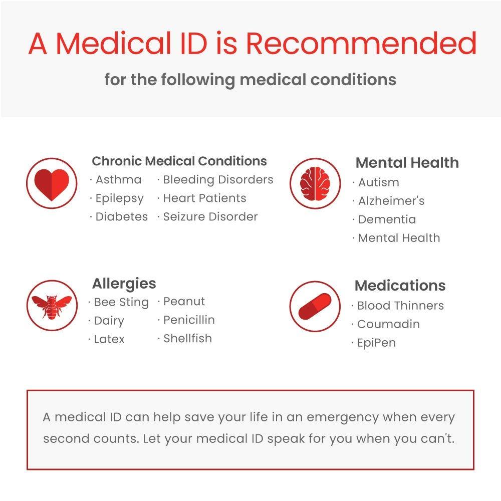 American Medical ID American Medical ID – Sleek Mesh Medical Alert ID Bracelet – Surgical Stainless Steel, Adjustable ID Band Sizing & Clasp, 4 Lines Personalized Engraving Included