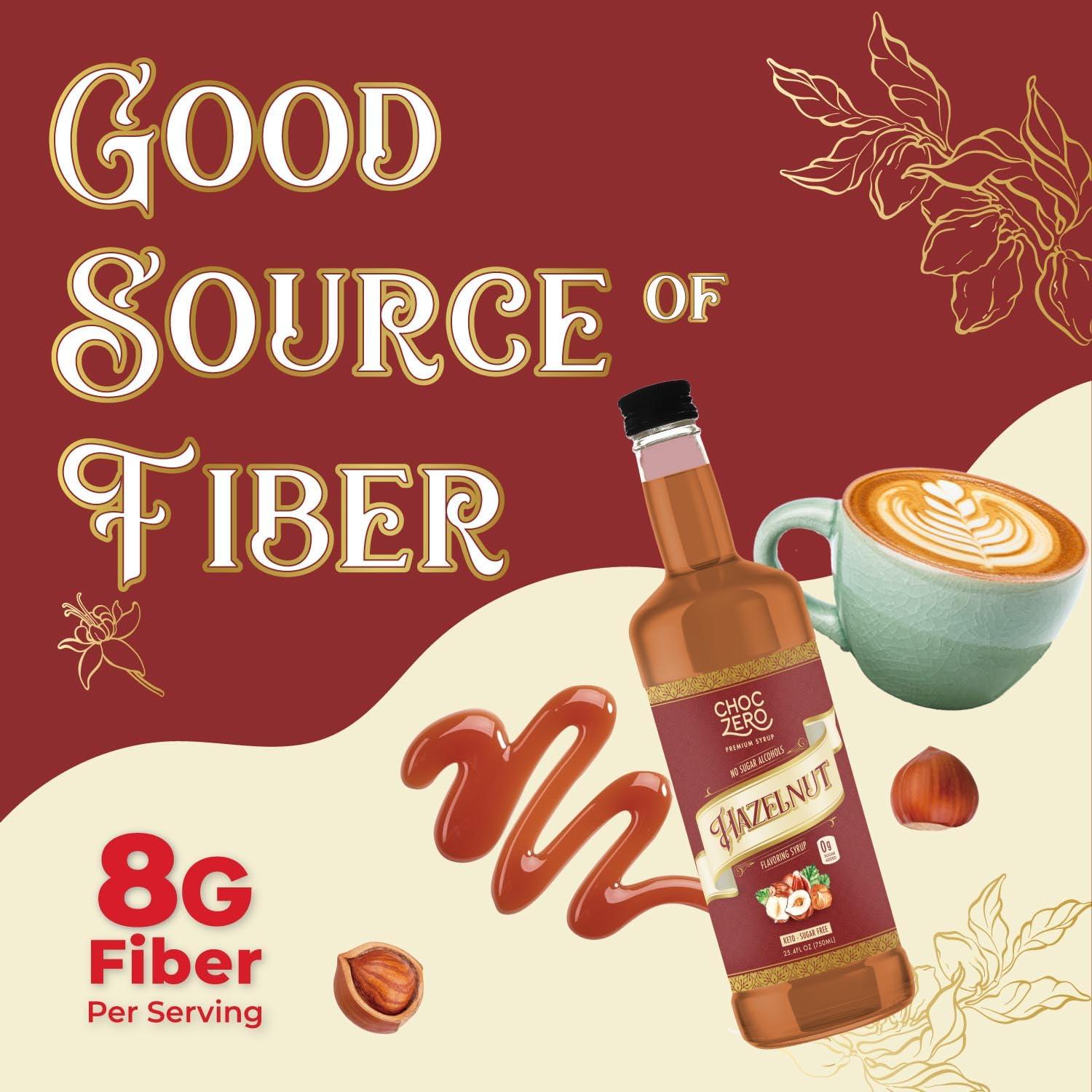 ChocZero ChocZero Sugar Free Hazelnut Syrup for Coffee - Keto Flavoring Syrups - Low Calorie Simple Syrup for Flavored Drinks, 25.4 Ounces Bottle (Pack of 1)