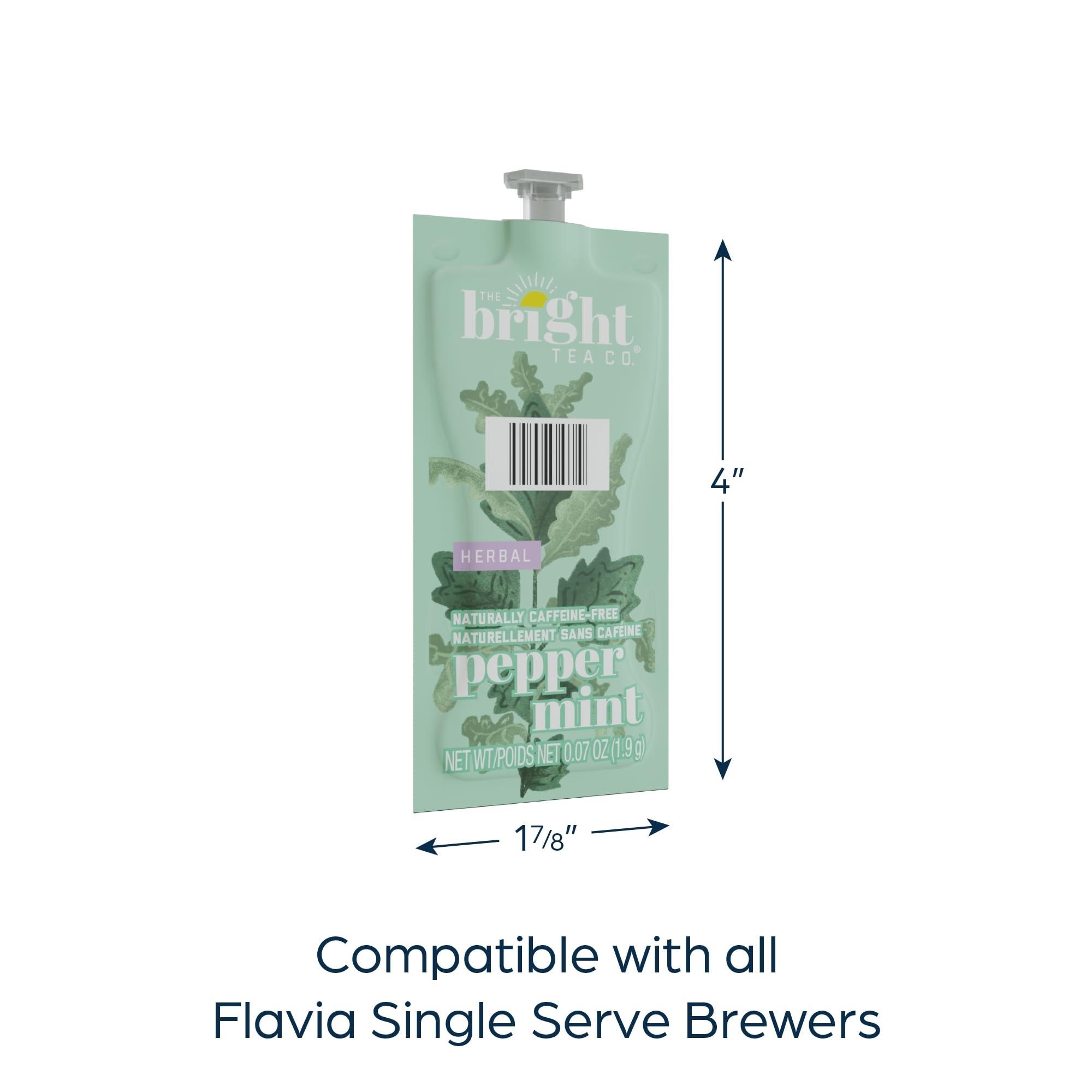 Flavia The Bright Tea Co. Peppermint Herbal Tea Fresh Pack for Flavia Brewers (Pack of 100 Fresh Packs)