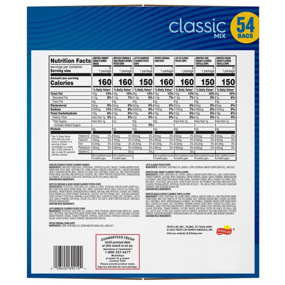 Frito Lay Frito Lay Classic Chips Variety, 1 Ounce (54 Count)