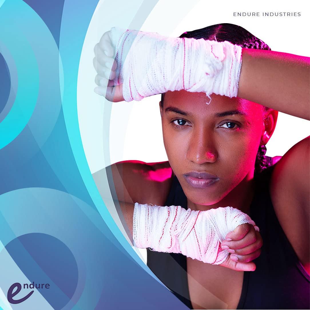 Endure Industries Endure Crepe Cotton Bandage, Elastic Bandage, Pack of 6, Durable Compression Stretched Bandage with Hook and Clips Closure (2 Inches Width x 5 Yards Length)