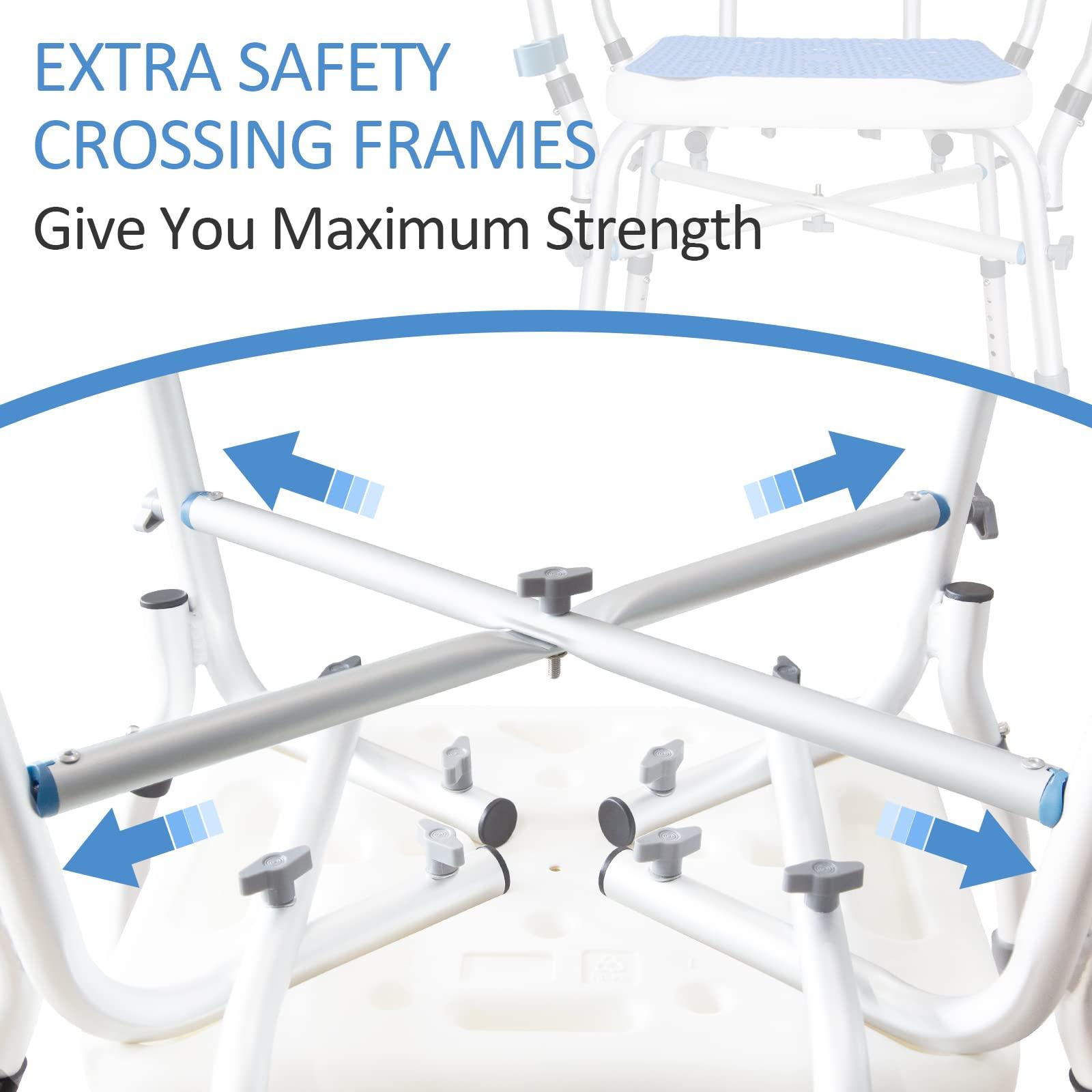 KingPavonini KingPavonini Shower Chair for Inside Shower, 550LBs Heavy Duty Bath Chair with Arms, Medical Shower Seat, Bath Stool Safety Shower Bench with Reinforced Crossing Bar for Elderly, Adults, Disabled