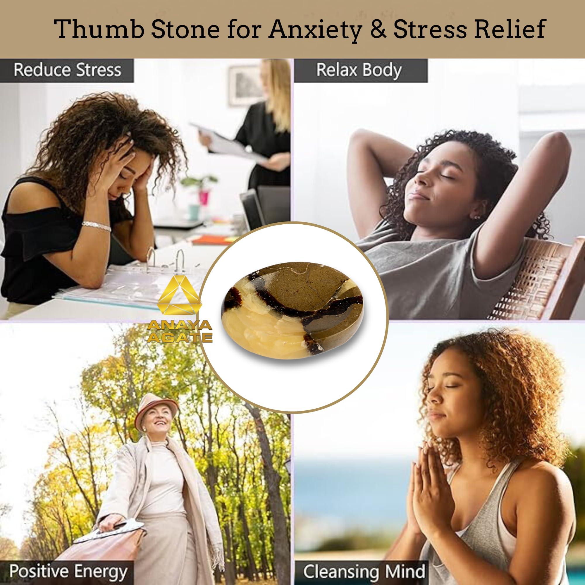 ANAYA AGATE Worry Stones Septerian Crystal Thumb Worry Stones for Anxiety, Stress Relaxing and Soothing Balance Stones for Meditation, Stress Relief Healing Stones and Crystals for Men and Women
