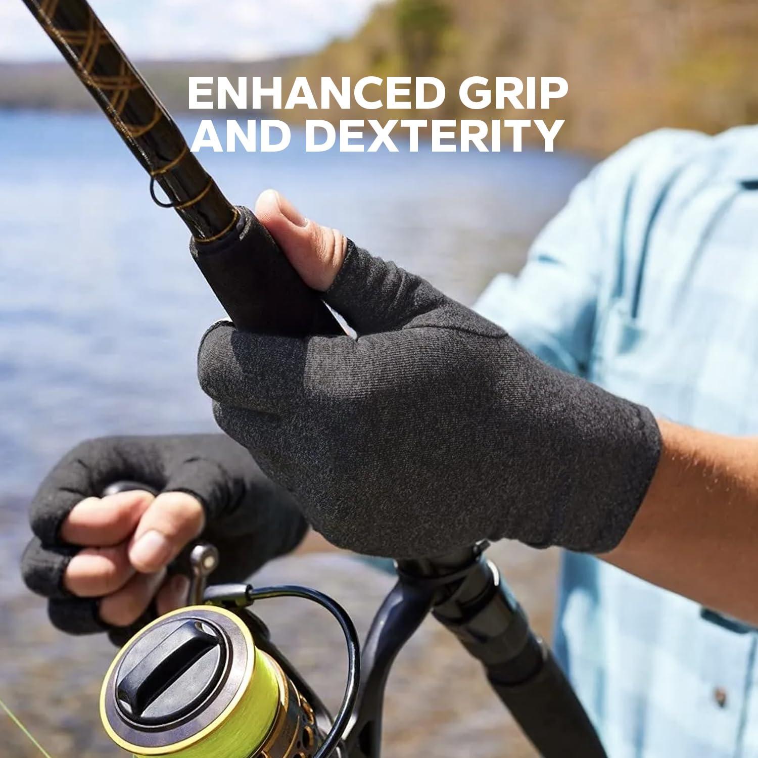 BraceBull Fingerless Compression Gloves (1 Pair), Cotton Arthritis Gloves Women Men, Arthritis Pain Relief Gloves, Hand Compression Gloves Arthritis for Carpal Tunnel, Rheumatoid, Tendonitis (S, Grey)