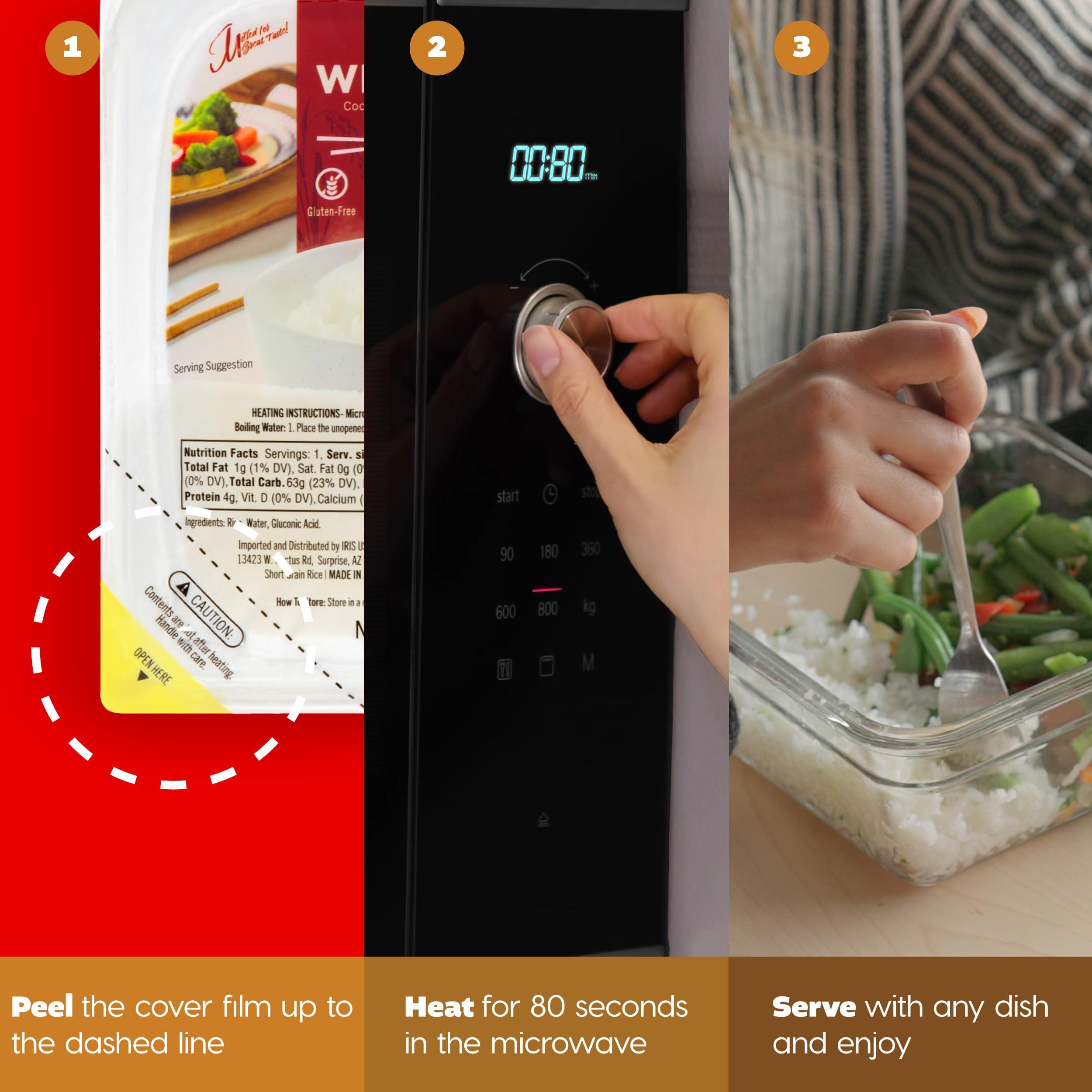 IRIS IRIS Instant White Sushi Rice (10 Pack), Premium Japanese Short Grain Sticky Rice, Microwave for 80 seconds (1.2 Minutes), Gluten Free Vegan, Grown Polished and Packed in Japan