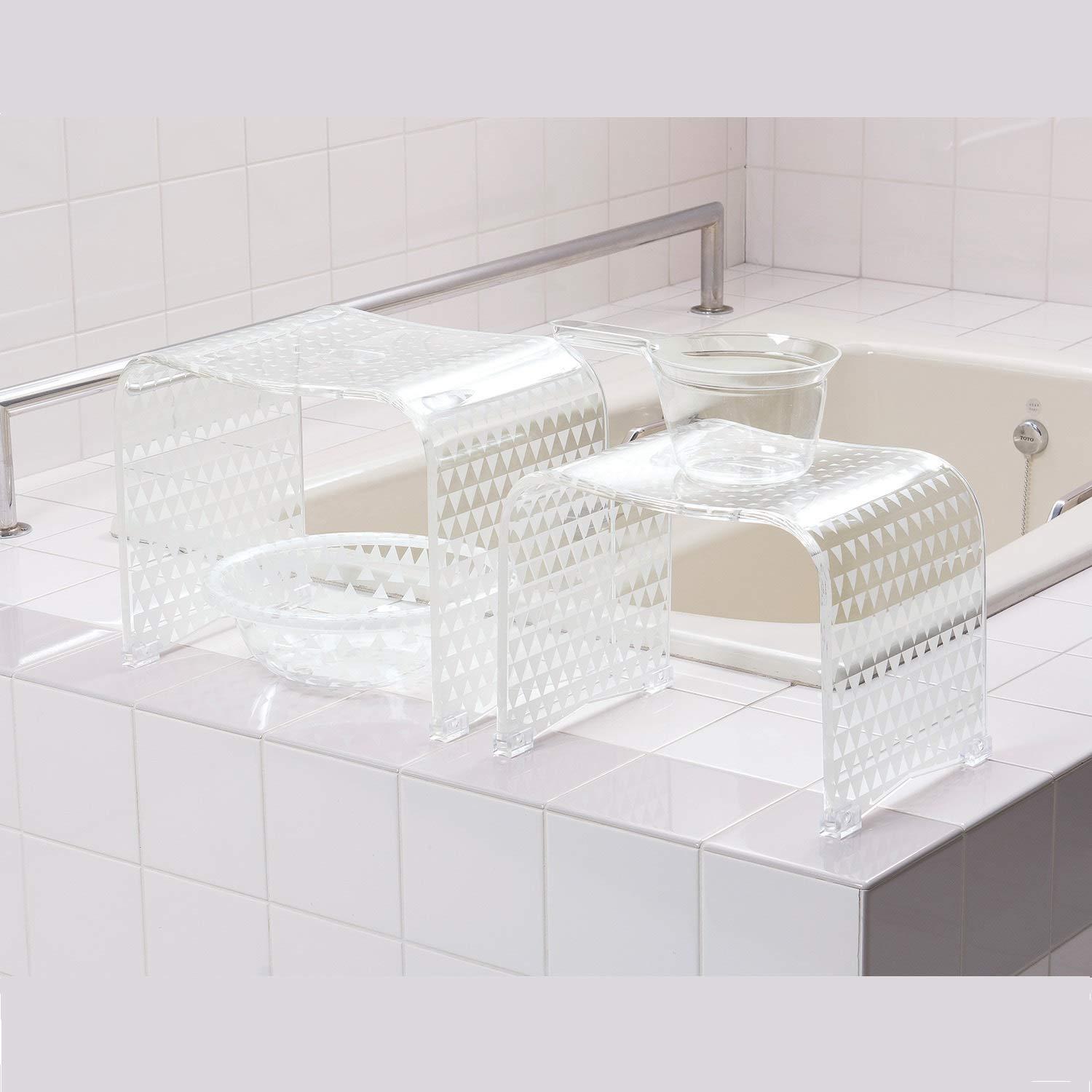 (Senko) Senko 87692 Triangle Bath Chair, Bath Chair, Height Approx. 13.8 inches (35 cm), White, Approx. W 16.9 x D 10.2 x H 13.8 inches (43 x 26 x 35 cm)