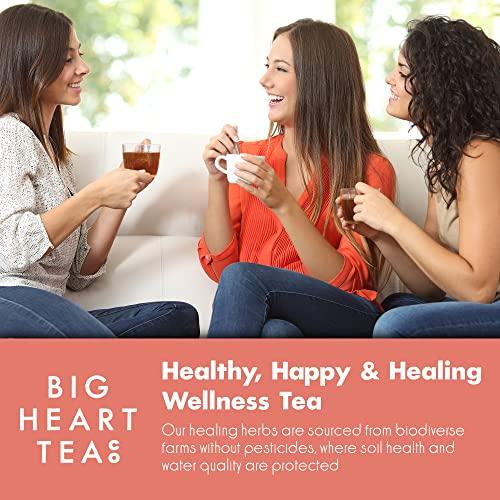 Big Heart Tea Co. Big Heart Tea Co. Tea Bags - Cup of Love Red Rose - Certified Organic, Floral Ayurvedic Herbal Decaf Tea in Zero Plastic Sachets with Small Batch Ground Herbs, Adaptogenic Tulsi, 10 Tea Bags