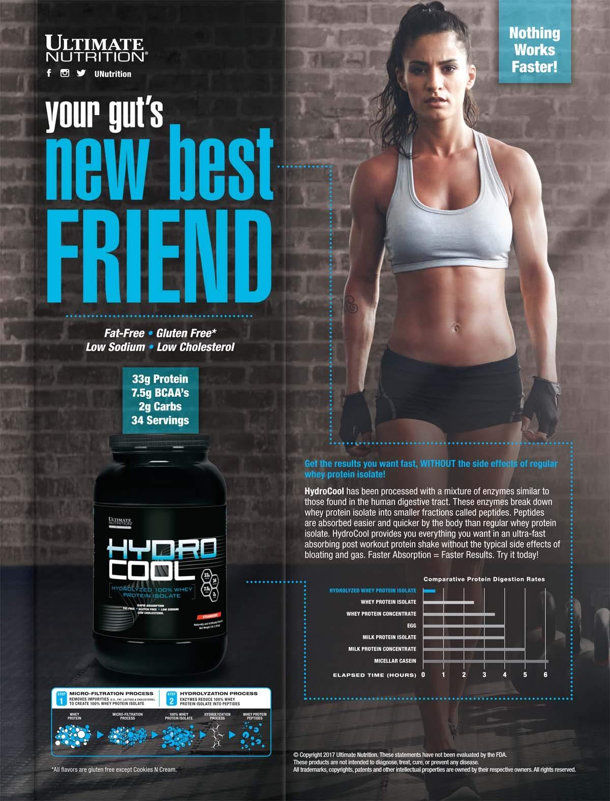 Ultimate Nutrition Ultimate Nutrition HydroCool 100% Whey Protein Isolate Powder - 33g Protein, 7.5g BCAAs, No Fat or Gluten (Vanilla, 40g Sample Size)