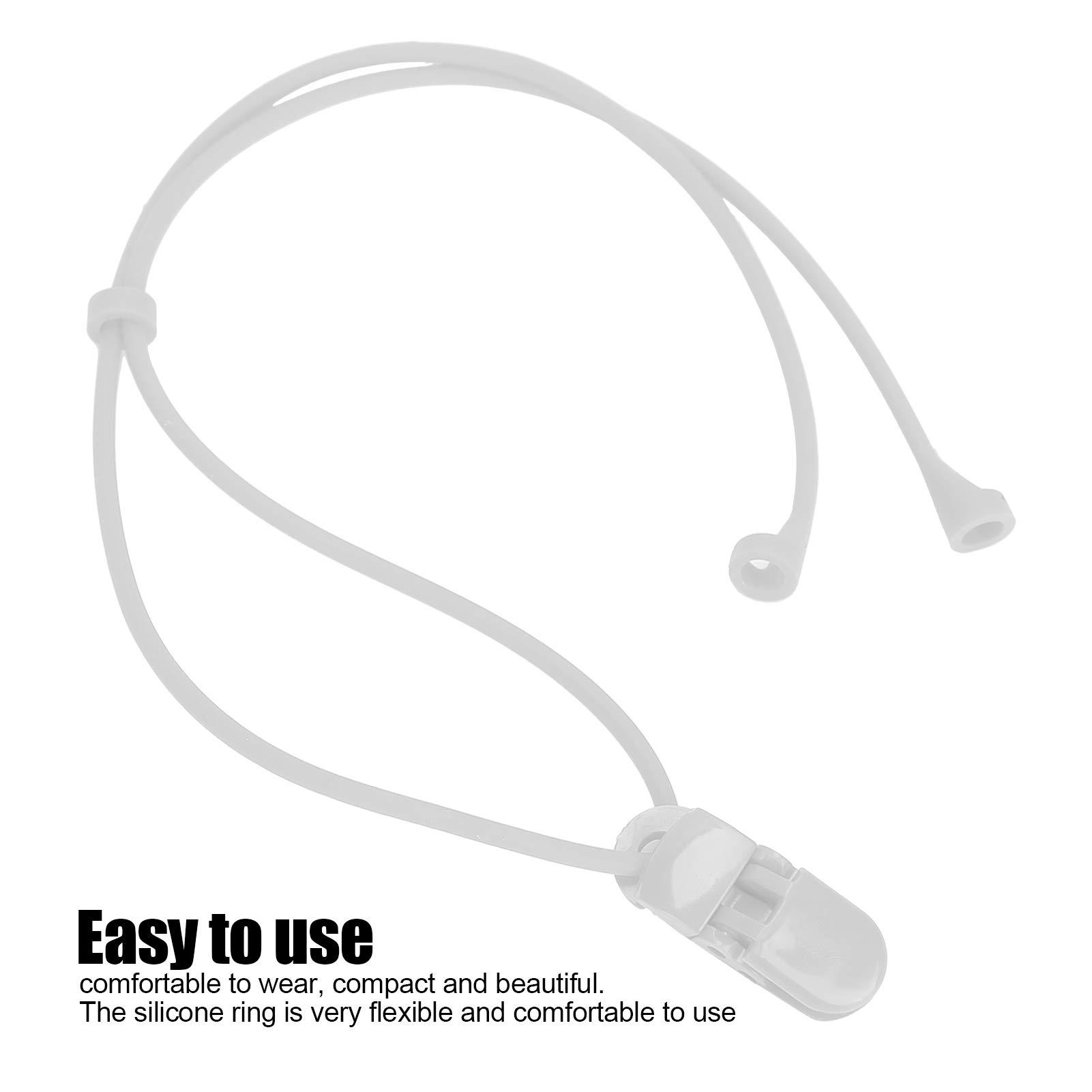 Zyyini Anti Lost Rope Plastic Practical Hearing Aid, BTE Hearing Aid Clip Rope Silicone Elastic Anti Loss Safety Lanyard for Children(White)