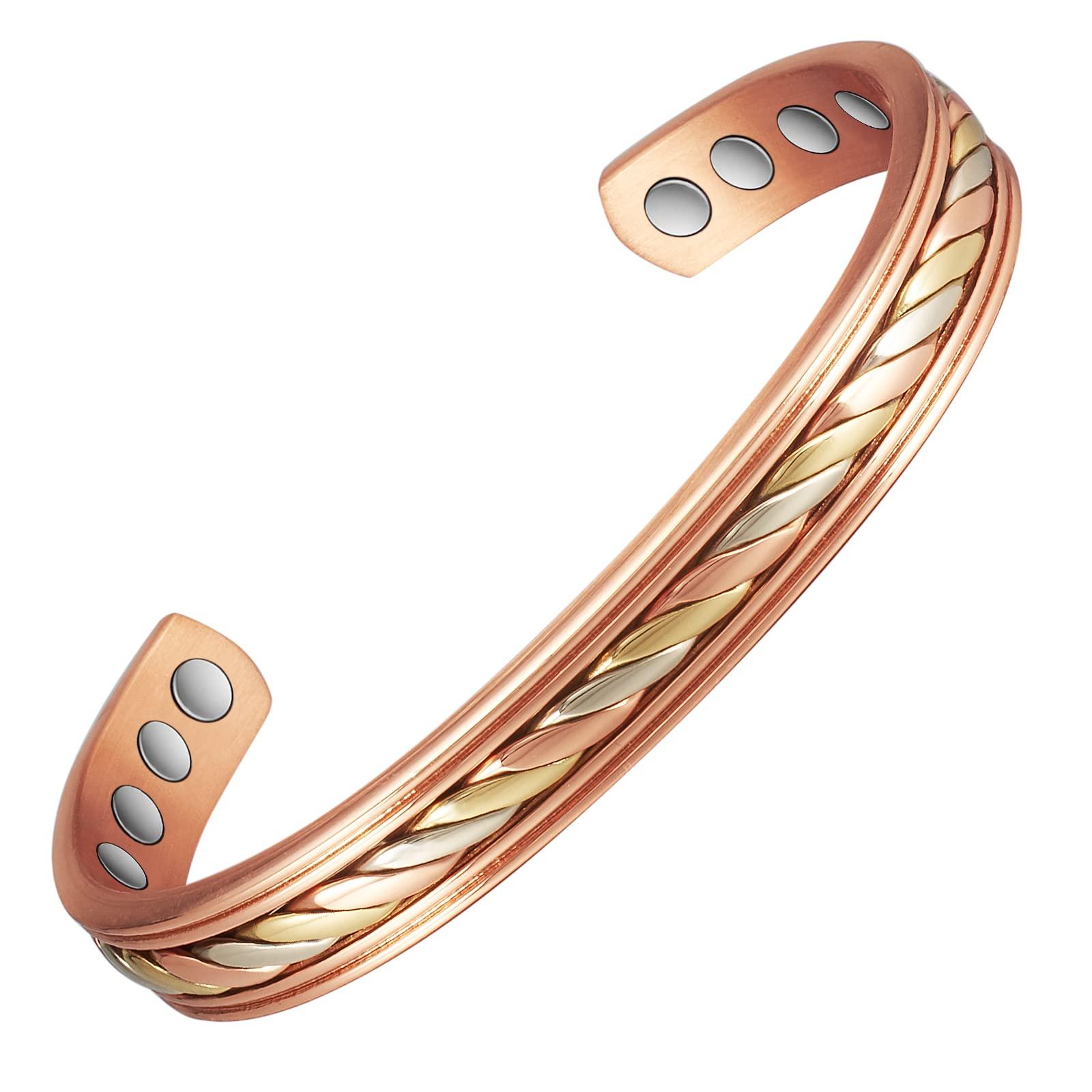 MagVIVACE MagVIVACE Women Copper Magnetic Bracelet for Arthritis, Pure Copper Jewelry, Lymph Detox Bracelets with 3500 Gauss Magnet(1009)