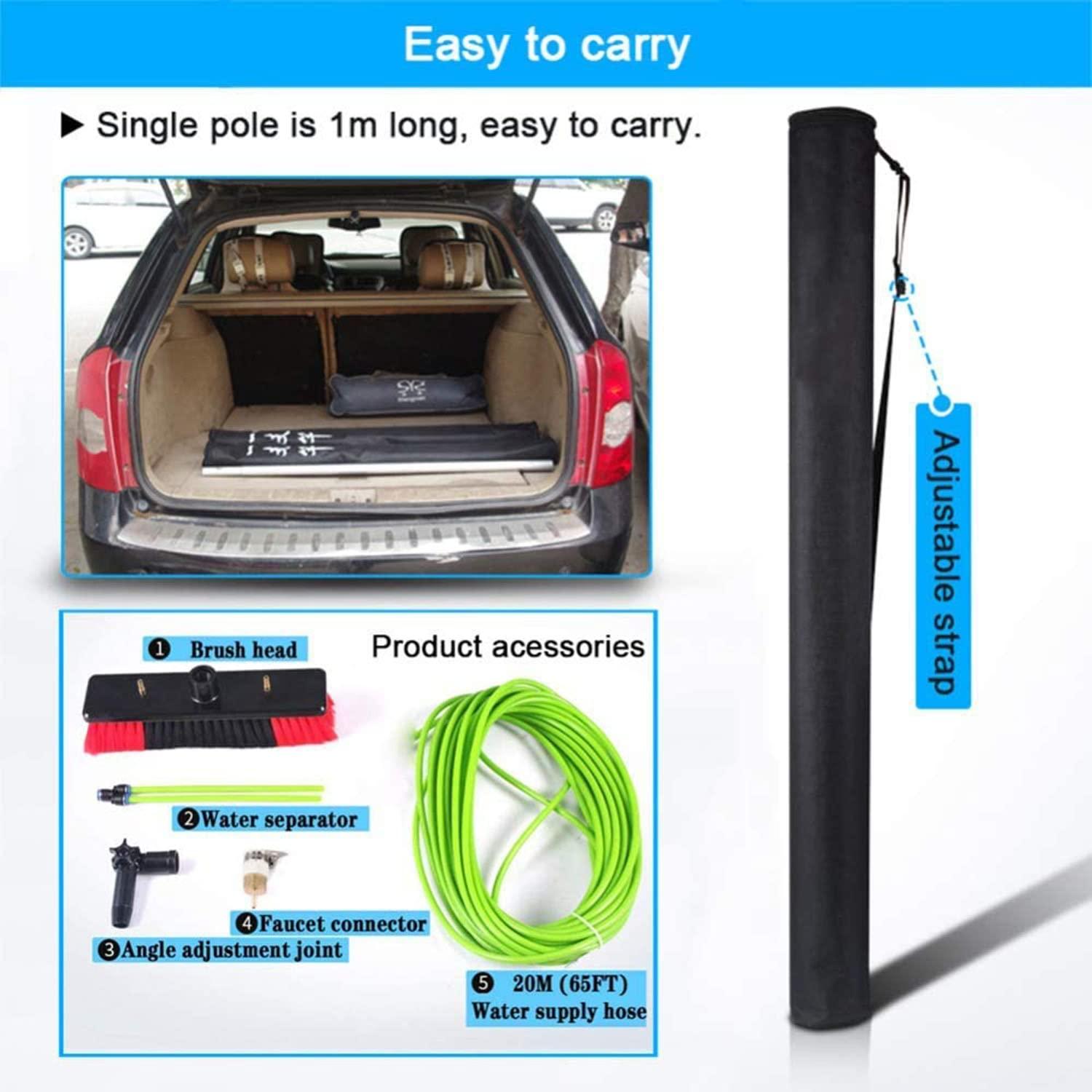 AUGUSE Water Fed Pole Kit,Water Fed Brush 30ft Window Cleaning Pole, Window Cleaning Brush Kit, Water/Hose Line Rod, Extendable Window Glass Cleaner, Conservatory Roof and Solar Panel Cleaning Equipment (Si