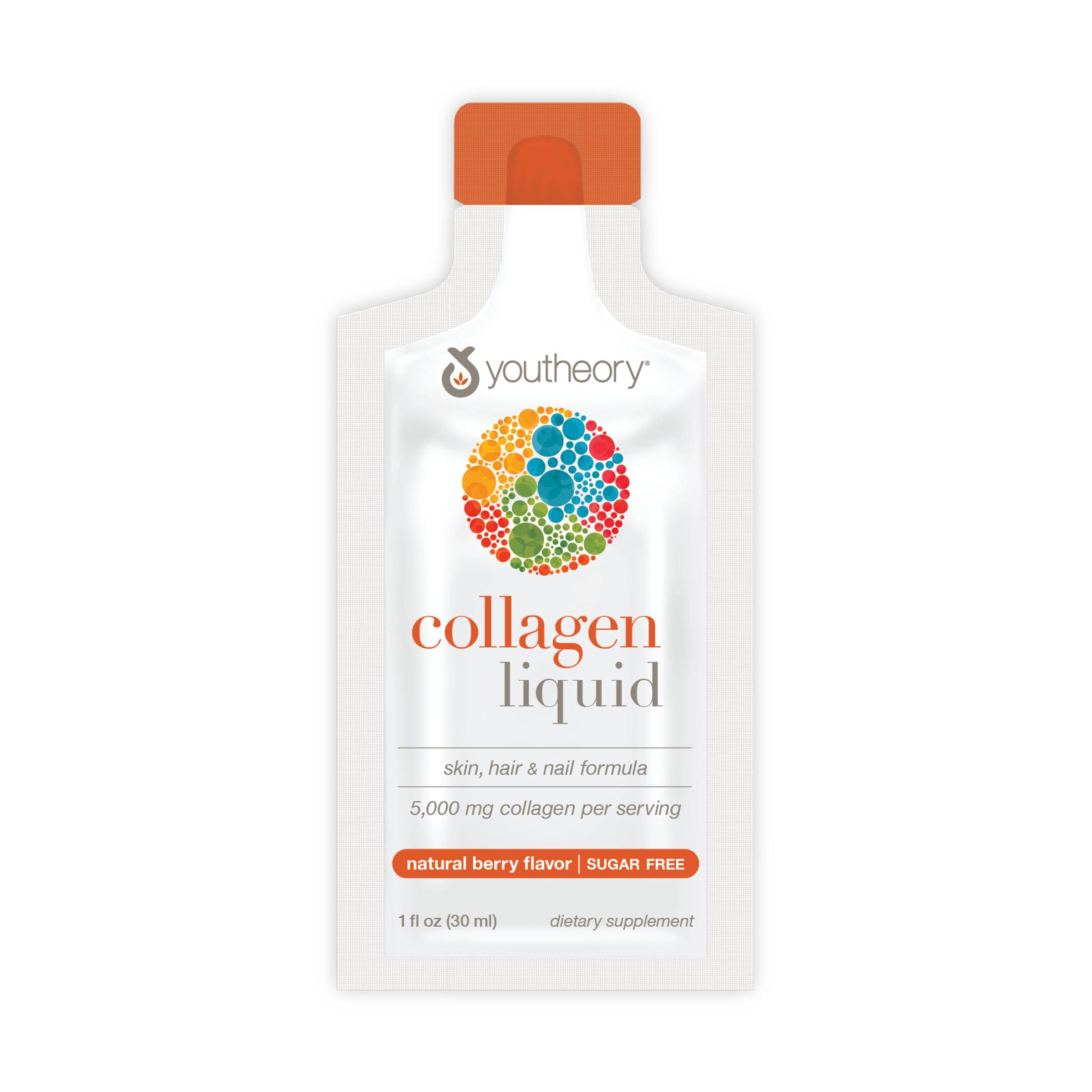 Youtheory Youtheory Collagen Liquid, Revitalizes Skin, Hair and Nails, Berry Flavor, 30 Packets