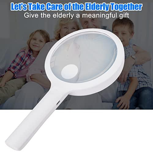 Nazano Magnifying Glass with Light, Handheld Illuminated Lighted Magnifying Glass with 20Leds, 3 Light Modes & Rechargeable USB Magnifier Seniors, Reading, Macular Degeneration, Exploring, Coins (White)
