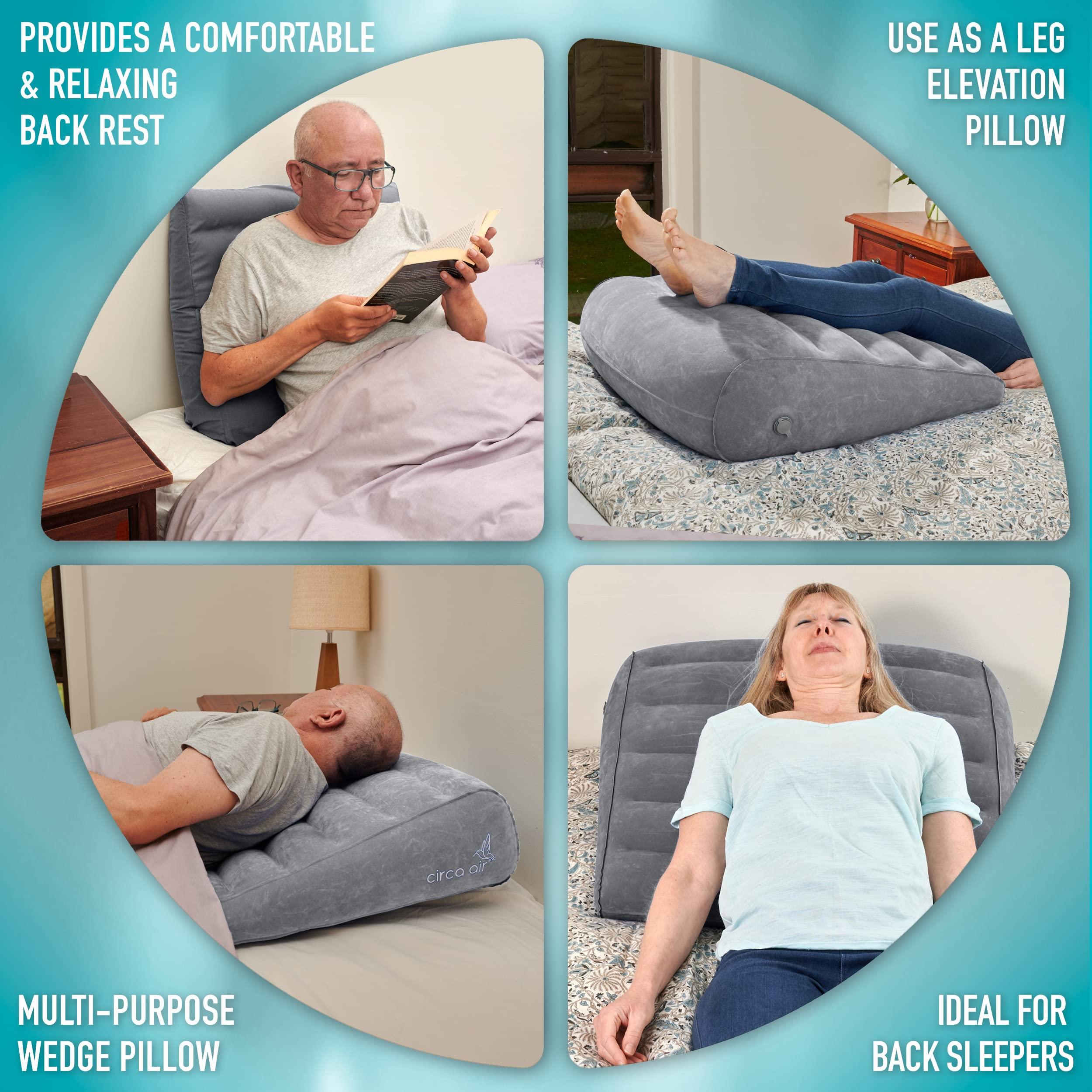 Circa Air Circa Air Inflatable Wedge Pillow for Travel - Plus Pillow Case. Sleep Better with Incline Pillow Wedges for Acid Reflux, GERD, Snoring. Travel Wedge Pillow for Leg Elevation, Knee and Back Support